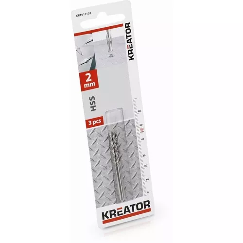 3ks HSS vrták do kovu 2x49 mm Kreator KRT010103