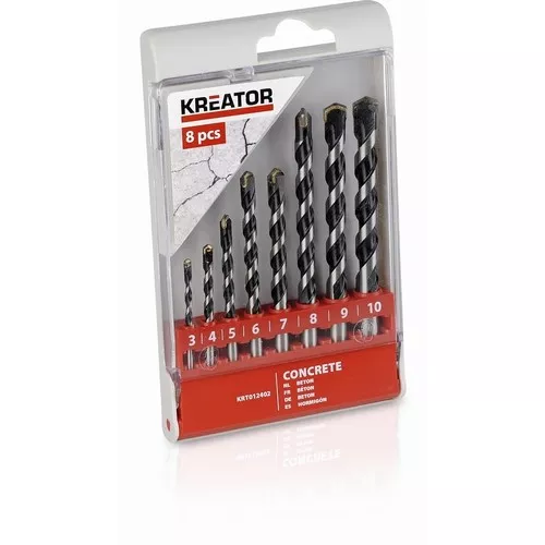 8 ks Vrtáků do betonu SET 3-10 mm Kreator KRT012402