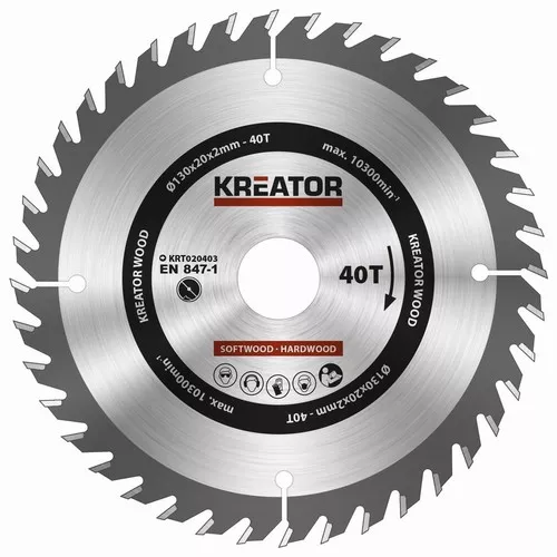 Pilový kotouč na dřevo 130mm, 40T Kreator KRT020403