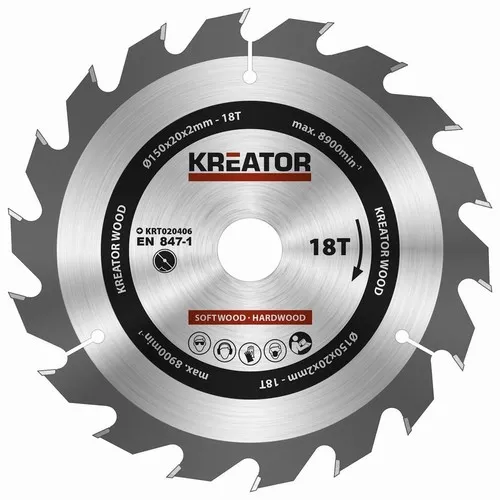 Pilový kotouč na dřevo 150mm, 18T Kreator KRT020406