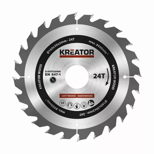 Pilový kotouč na dřevo 160mm, 24T Kreator KRT020408