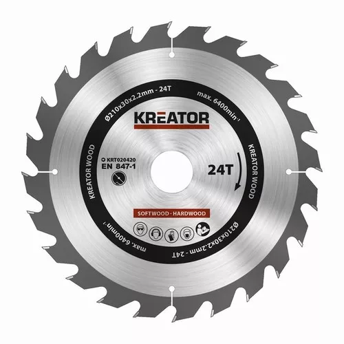 Pilový kotouč na dřevo 210mm, 24T Kreator KRT020420