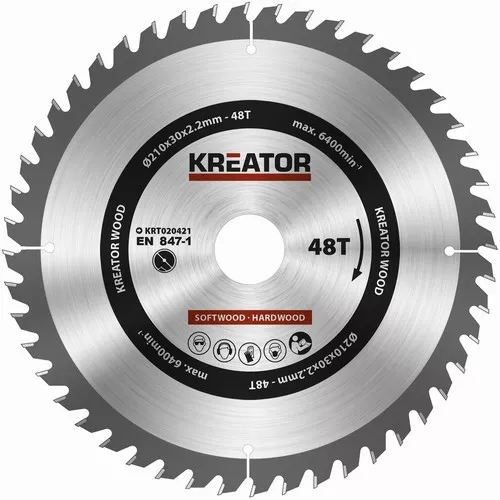 Pilový kotouč na dřevo 210mm, 48T Kreator KRT020421