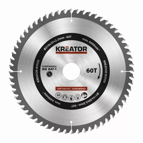 Pilový kotouč na dřevo 210mm, 60T Kreator KRT020422