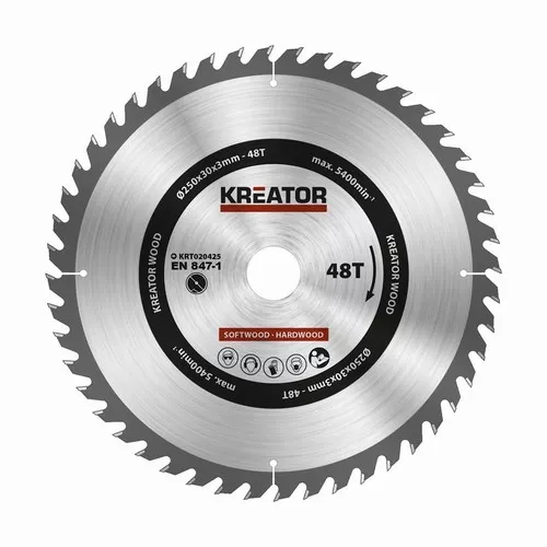 Pilový kotouč na dřevo 250mm, 48T Kreator KRT020425