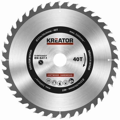 Pilový kotouč na dřevo 254mm 40T Kreator KRT020427