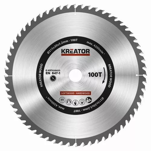 Pilový kotouč na dřevo 315mm, 100T Kreator KRT020433