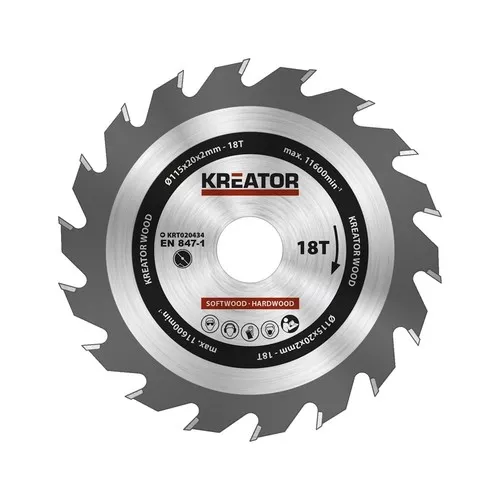 Pilový kotouč na dřevo 115mm, 18T Kreator KRT020434