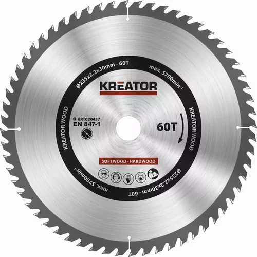 Pilový kotouč na dřevo 235mm 60T Kreator KRT020437