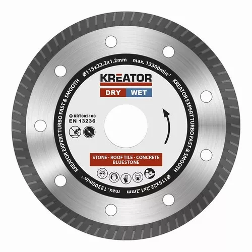 Diamantový kotouč celoobvodový 115mm EXPERT TURBO Kreator KRT085100