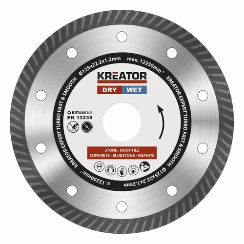 Diamantový kotouč celoobvodový 125mm EXPERT TURBO Kreator KRT085101