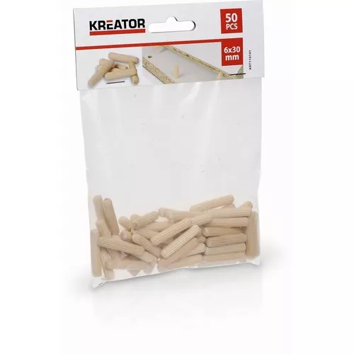 Truhlářské kolíčky 6 x 30 mm (50 ks) Kreator KRT110101