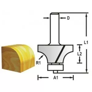 Makita D-48359 Zaoblovací fréza s ložiskem stopka 8 mm,19x9,5x53 mm R=32mm