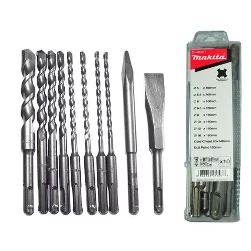 Makita D-46361 sada vrtáků a sekáčů SDS-Plus 10 ks v plastové krabičce