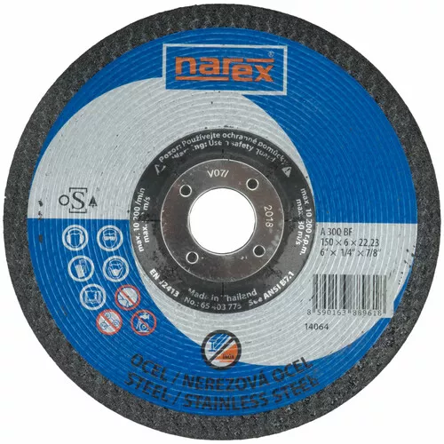 Narex 150×6×22.2 A 30 BF - Brusný kotouč na ocel vypouklý 