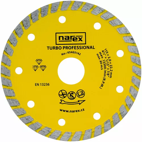 Narex DIA 115 TP - Diamantový dělicí kotouč pro stavební materiály TURBO PROFESSIONAL 