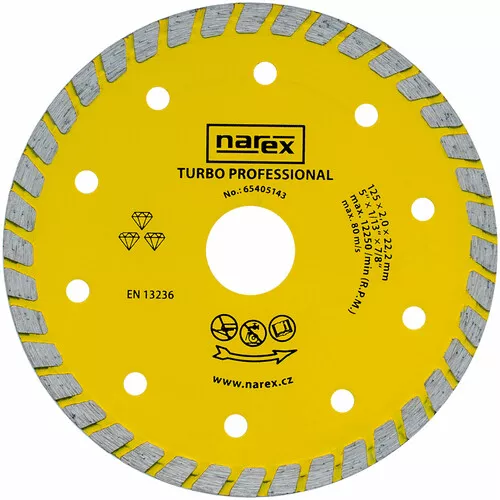 Narex DIA 125 TP - Diamantový dělicí kotouč pro stavební materiály TURBO PROFESSIONAL 