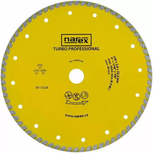 Narex DIA 230 TP - Diamantový dělicí kotouč pro stavební materiály TURBO PROFESSIONAL 