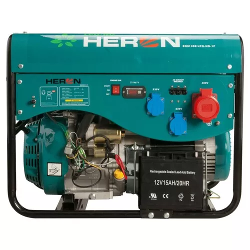 Elektrocentrála benzínová a plynová (lpg/ng) 13hp/5,5kw (400v) 2×2kw (230v), elektrický start HERON 8896319