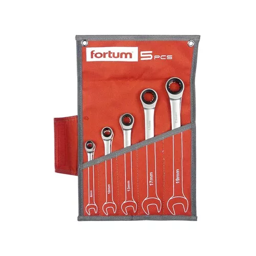 Klíče ráčnové očkoploché, sada 5ks, 8-19mm FORTUM 4720102