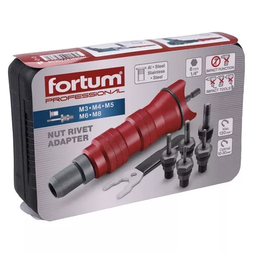 Nástavec nýtovací na vrtačku, pro nýtovací matice m3-m8, crmov FORTUM 4770654
