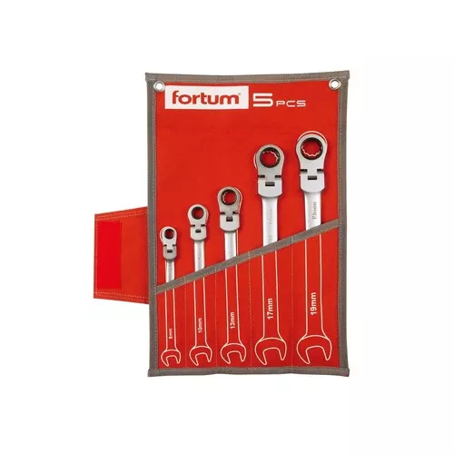Klíče ráčnové očkoploché s kloubem, sada 5ks, 8-19mm FORTUM 4720201