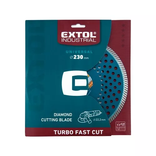 Kotouč diamantový řezný, turbo fast cut, suché i mokré řezání, o 230x22,2x2,8mm EXTOL INDUSTRIAL 8703055