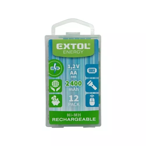 Baterie nabíjecí, 12ks, aa (hr6), 1,2v, 2400mah, nimh EXTOL ENERGY 42063