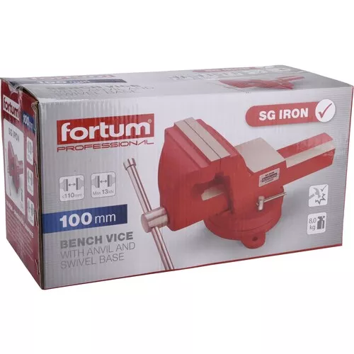 Svěrák otočný s kovadlinou, 100mm, sg iron FORTUM 4752622