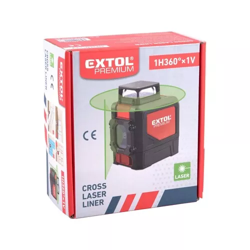 Laser zelený liniový, křížový samonivelační, 1h360° x 1v EXTOL PREMIUM 8823307