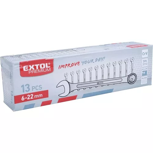 Klíče očkoploché, sada 13ks, 6-22mm EXTOL PREMIUM 6733