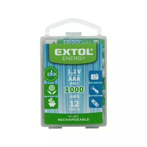Baterie nabíjecí, 12ks, aaa (hr03), 1,2v, 1000mah, nimh EXTOL ENERGY 42062