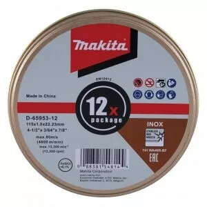 Makita D-65953-12 kotouč řezný nerez 115x1.2x22.23mm, 12ks