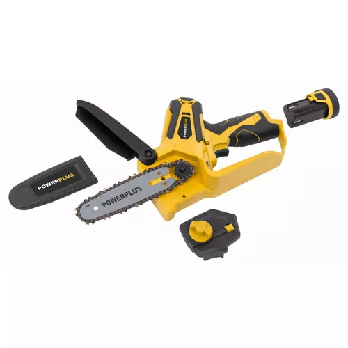AKU jednoruční řetězová pila 12V LI-ION 100mm 2bat Powerplus POWXG1045