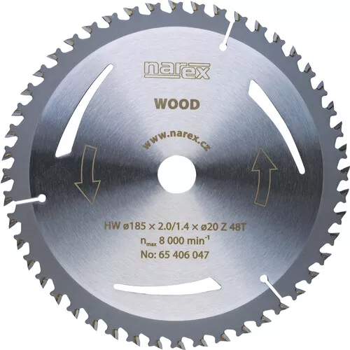 Narex 185 × 2,0/1,4 × 20 Z48T - Pilový kotouč WOOD 