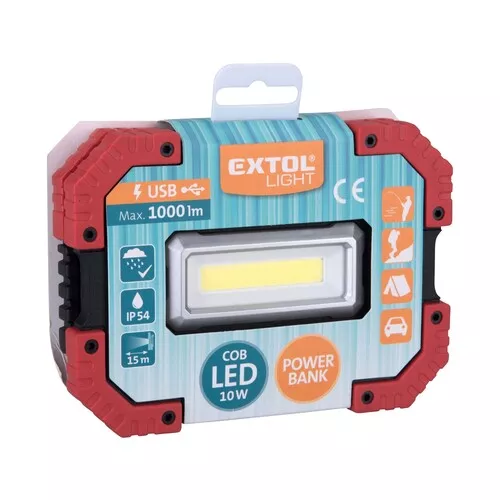 Reflektor led, 1000lm, usb nabíjení s powerbankou, li-ion EXTOL LIGHT 43272