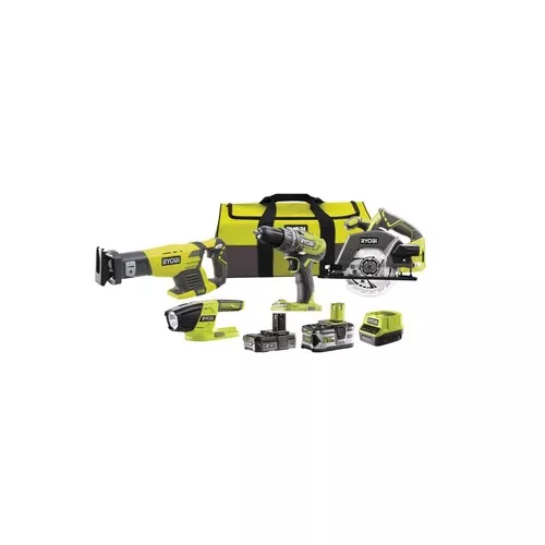 Ryobi R18CK4-252S aku 18 V set (R18DD3 + R18T-0 + RRS1801M + R18CSP + 1 x 5,0 Ah + 1 x 2 Ah baterie + nabíječka)