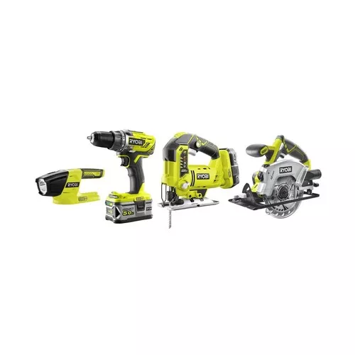 Ryobi R18CK4A-252S aku 18 V set (R18DD3 + RWSL1801 + R18JS + R18T + 1 x 5,0 Ah + 1 x 2 Ah baterie + nabíječka)