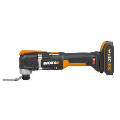 Worx orange WX696 - Aku multifunkční obrážečka 20V, Sonicrafter, 1x2.0Ah - Powershare