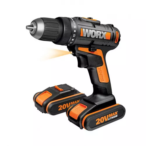 Worx orange WX166.3 - Aku vrtací šroubovák Li-Ion 20V 2*2,0 Ah, 1hod.