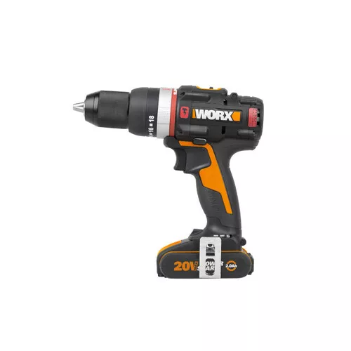 Worx orange WX-JCR - Aku vrtačka s příklepem 20V, 2x2.0Ah - Powershare