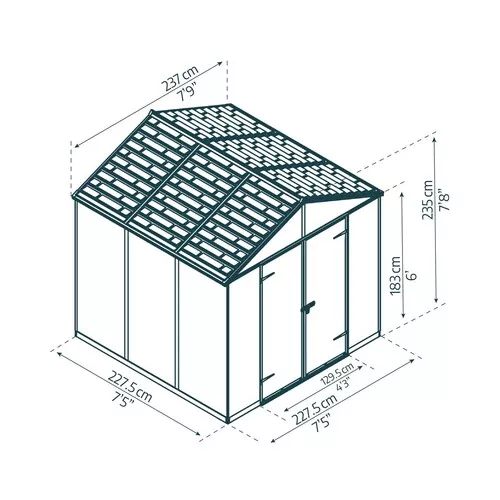 Palram - Canopia Rubicon 8' x 8' antracit heavy duty prostorný zahradní domek