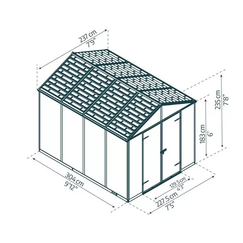 Palram - Canopia Rubicon 8' x 10' antracit heavy duty prostorný zahradní domek
