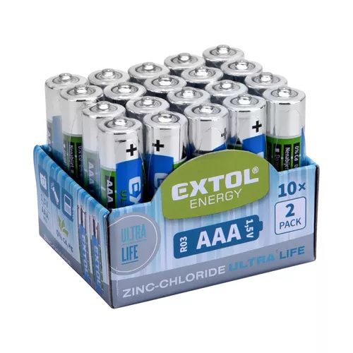 Baterie zink-chloridové, 20ks, 1,5v aaa (r03) EXTOL ENERGY 42002