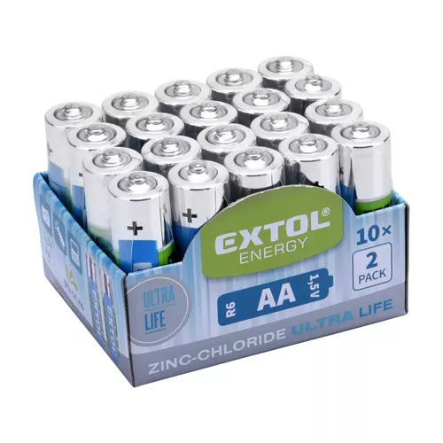 Baterie zink-chloridové, 20ks, 1,5v aa (r6) EXTOL ENERGY 42003