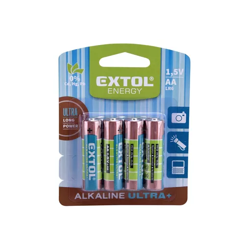 Baterie alkalické, 4ks, 1,5v aa (lr6) EXTOL ENERGY 42011