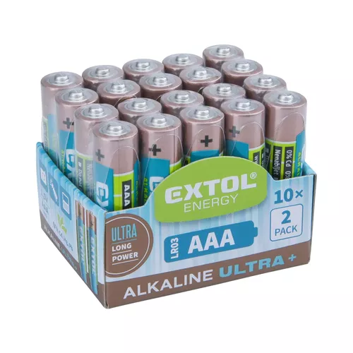 Baterie alkalické, 20ks, 1,5v aaa (lr03) EXTOL ENERGY 42012