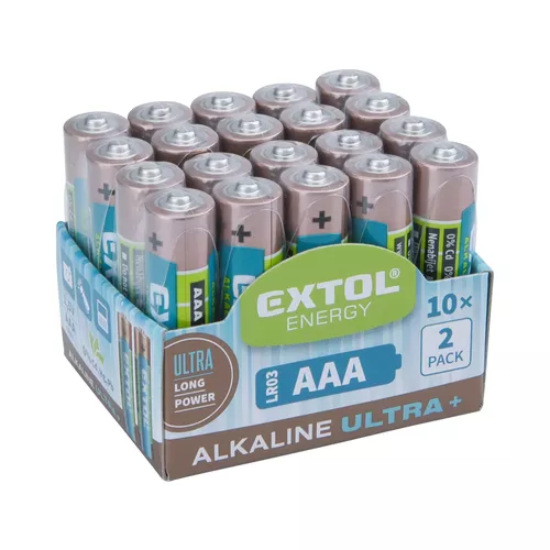 Baterie alkalické, 20ks, 1,5v aaa (lr03) EXTOL ENERGY 42012