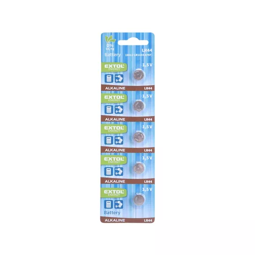 Baterie alkalické, 5ks, 1,5v (lr44) EXTOL ENERGY 42051