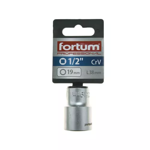 Hlavice nástrčná 1/2", 19mm, l 38mm FORTUM 4700419